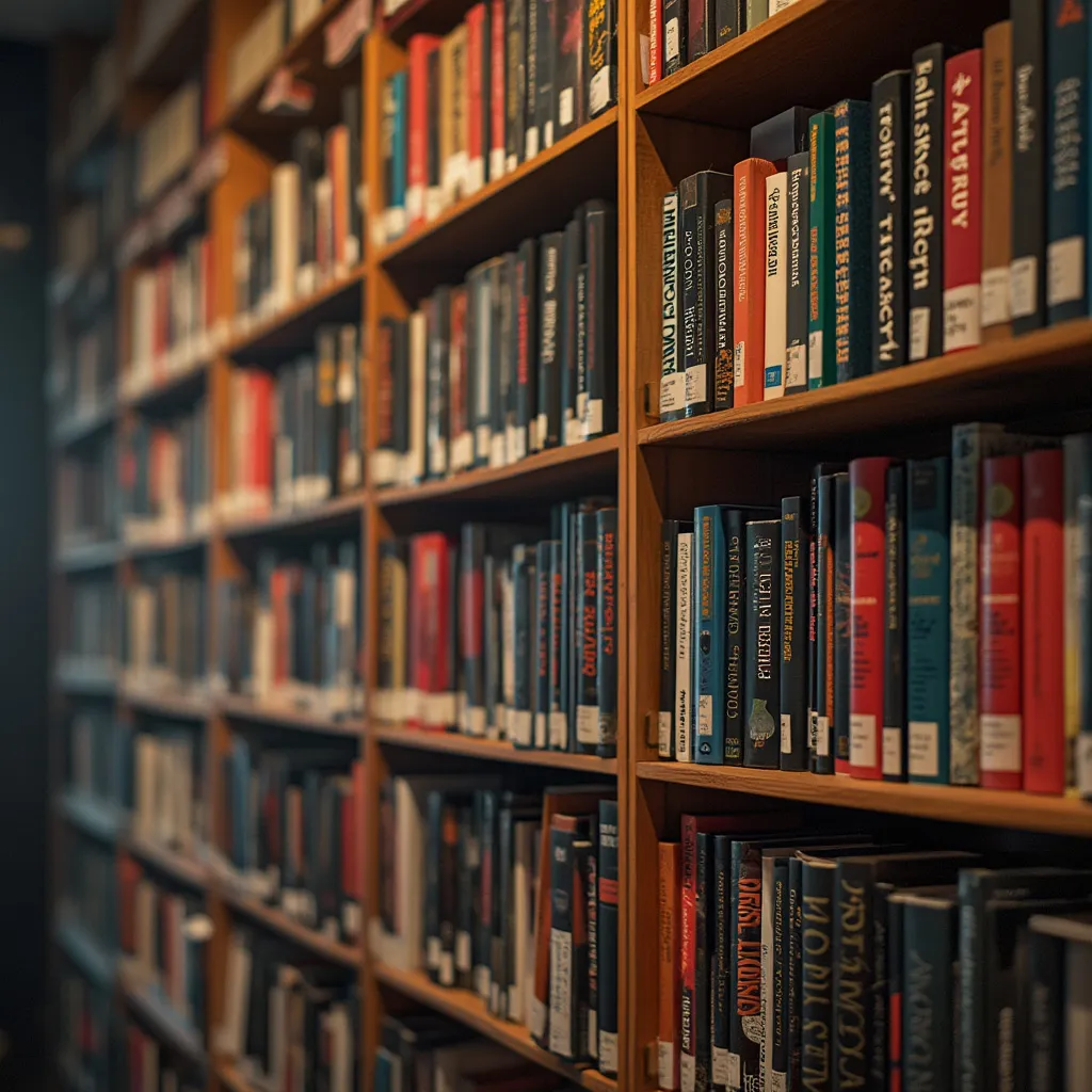 Estantería con libros de negocios destacados